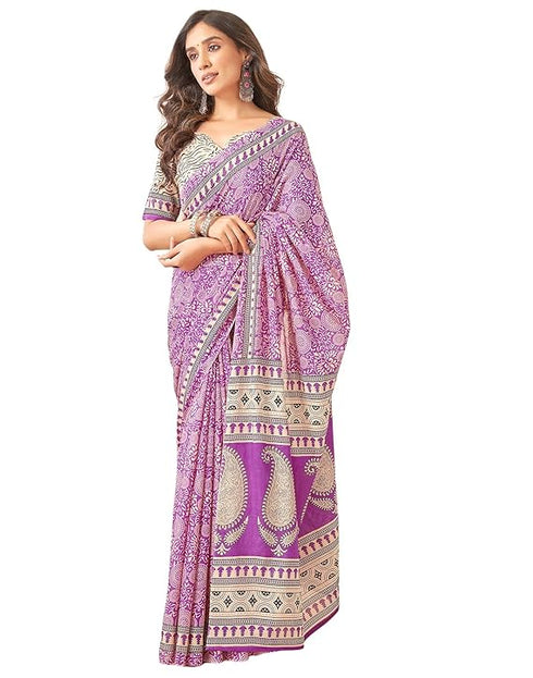 Siril Women'S Pure Cotton Printed Saree With Unstitched Blouse Piece